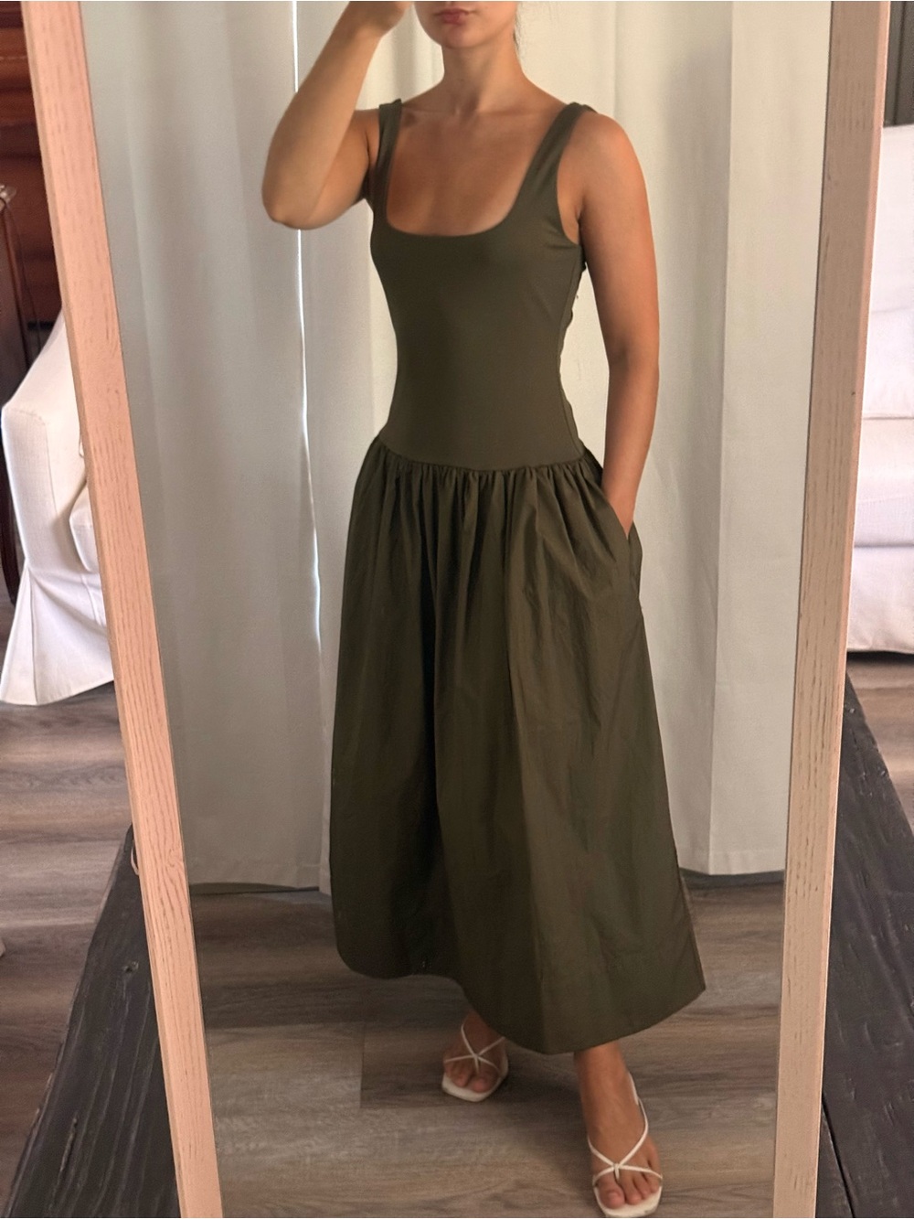 NWT Banana Republic Drop Waist Green Midi Dress